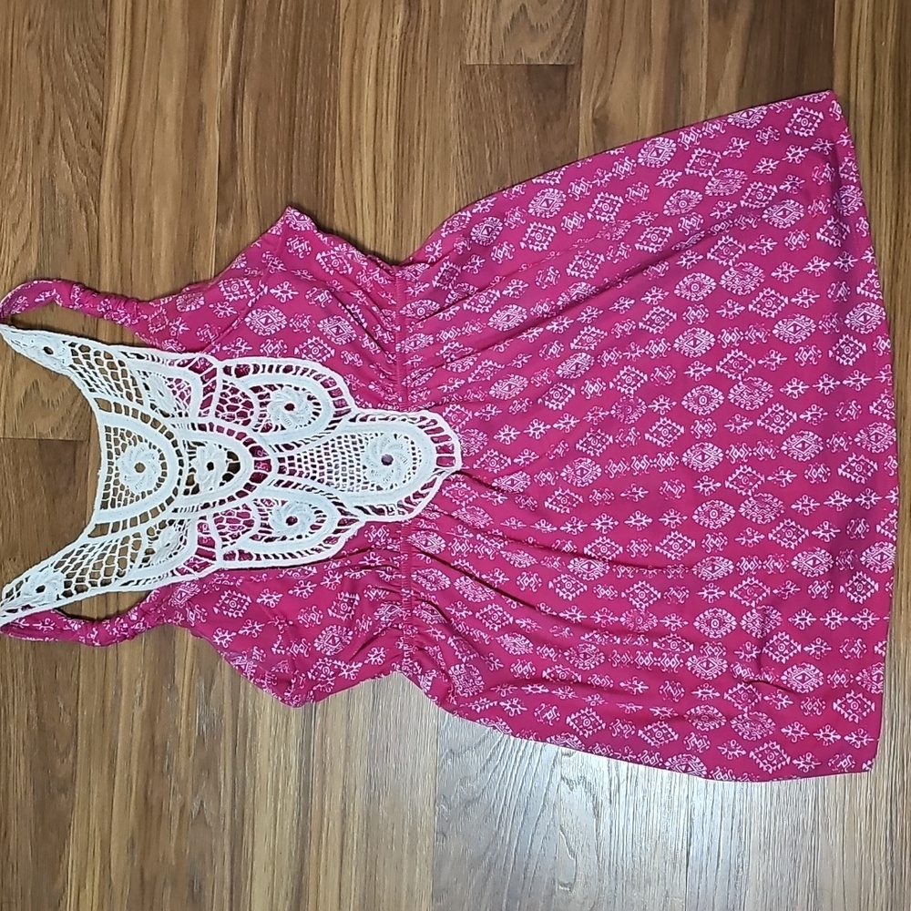 Womens Pink Rose Tank Top with Lace Back/Strap Detail - Picture 3 of 6